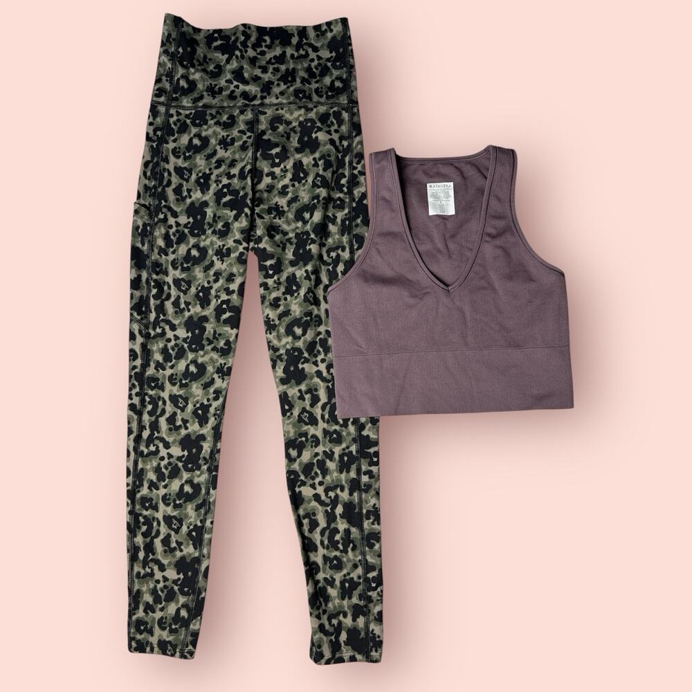 Miraclesuit Women Tummy-Control Performance 7/8 Leggings Small Athleta Crop Tank